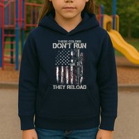 Gun American Flag Colors Don't Run They Reload Kids Hoodie