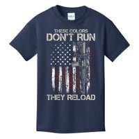 Gun American Flag Colors Don't Run They Reload Kids T-Shirt