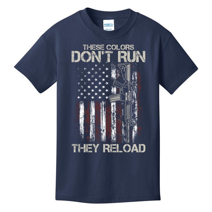 Gun American Flag Colors Don't Run They Reload Kids T-Shirt
