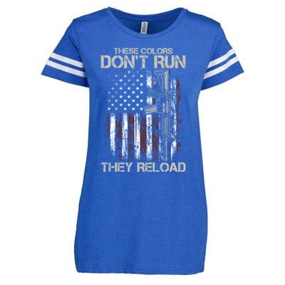 Gun American Flag Colors Don't Run They Reload Enza Ladies Jersey Football T-Shirt