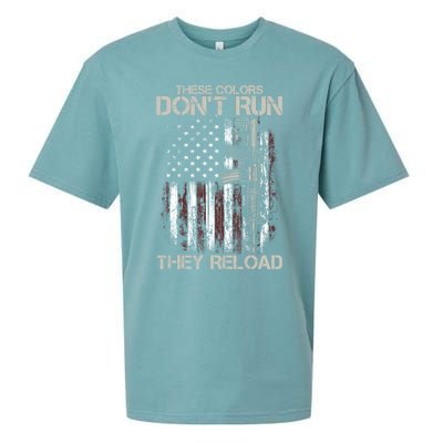 Gun American Flag Colors Don't Run They Reload Sueded Cloud Jersey T-Shirt