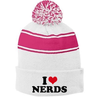 Geeky Affection for Nerds Stripe Pom Pom Beanie