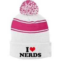 Geeky Affection for Nerds Stripe Pom Pom Beanie