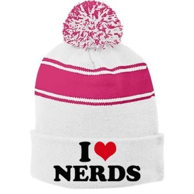 Geeky Affection for Nerds Stripe Pom Pom Beanie