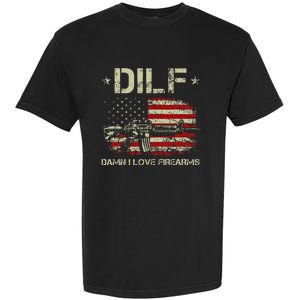 Gun American Flag Dilf Damn I Love Firearms Garment-Dyed Heavyweight T-Shirt