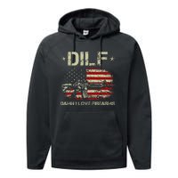 Gun American Flag Dilf Damn I Love Firearms Performance Fleece Hoodie