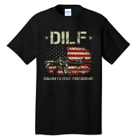 Gun American Flag Dilf Damn I Love Firearms Tall T-Shirt