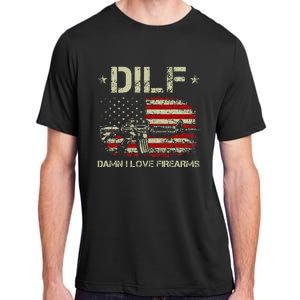 Gun American Flag Dilf Damn I Love Firearms Adult ChromaSoft Performance T-Shirt