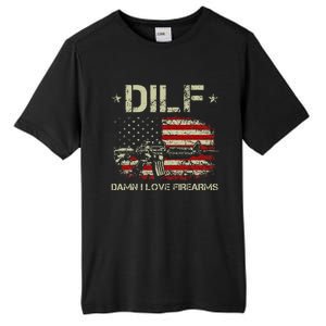 Gun American Flag Dilf Damn I Love Firearms Tall Fusion ChromaSoft Performance T-Shirt