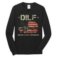 Gun American Flag Dilf Damn I Love Firearms Tall Long Sleeve T-Shirt