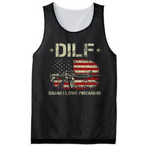 Gun American Flag Dilf Damn I Love Firearms Mesh Reversible Basketball Jersey Tank