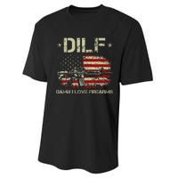 Gun American Flag Dilf Damn I Love Firearms Performance Sprint T-Shirt