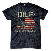 Gun American Flag Dilf Damn I Love Firearms Tie-Dye T-Shirt