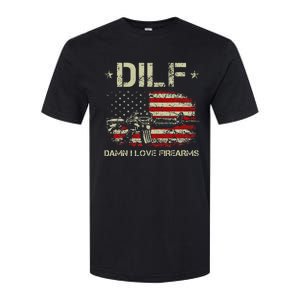 Gun American Flag Dilf Damn I Love Firearms Softstyle CVC T-Shirt