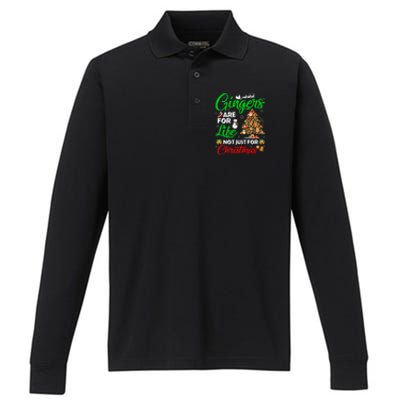 Gingers Are For Life Not Just For Christmas Xmas Tree Pajama Funny Gift Performance Long Sleeve Polo