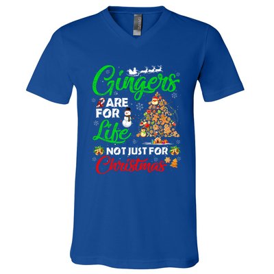 Gingers Are For Life Not Just For Christmas Xmas Tree Pajama Funny Gift V-Neck T-Shirt