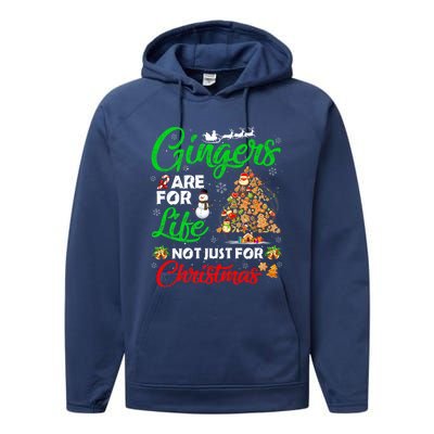 Gingers Are For Life Not Just For Christmas Xmas Tree Pajama Funny Gift Performance Fleece Hoodie