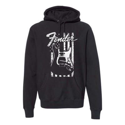 Guitar American Flag Backdrop Premium Hoodie