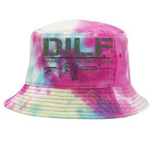 Gun American Flag DILF Damn I Love Firearms Tie-Dyed Bucket Hat