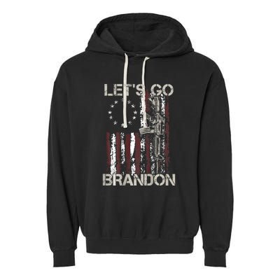 Gun American Flag Patriots Let's Go Brandon Garment-Dyed Fleece Hoodie