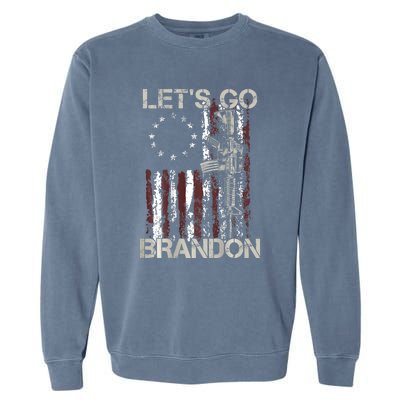 Gun American Flag Patriots Let's Go Brandon Garment-Dyed Sweatshirt