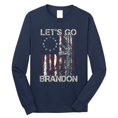 Gun American Flag Patriots Let's Go Brandon Long Sleeve Shirt