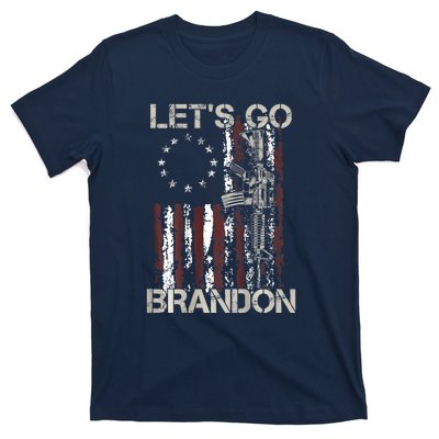 Gun American Flag Patriots Let's Go Brandon T-Shirt