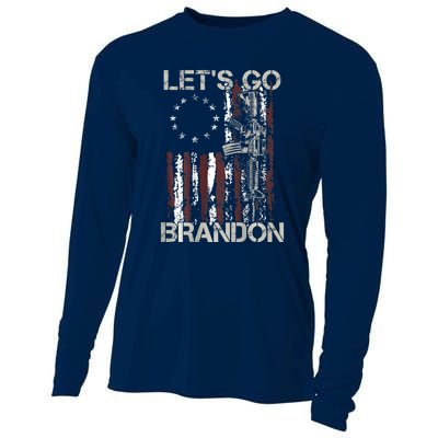 Gun American Flag Patriots Let's Go Brandon Cooling Performance Long Sleeve Crew