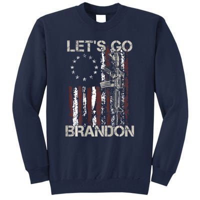 Gun American Flag Patriots Let's Go Brandon Tall Sweatshirt