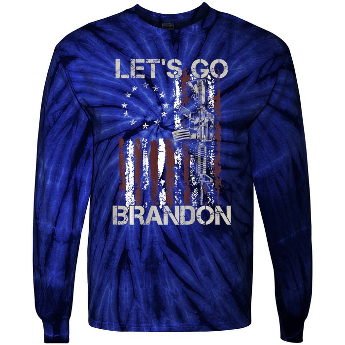 Gun American Flag Patriots Let's Go Brandon Tie-Dye Long Sleeve Shirt