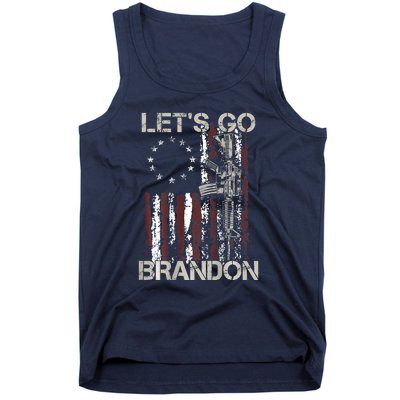 Gun American Flag Patriots Let's Go Brandon Tank Top