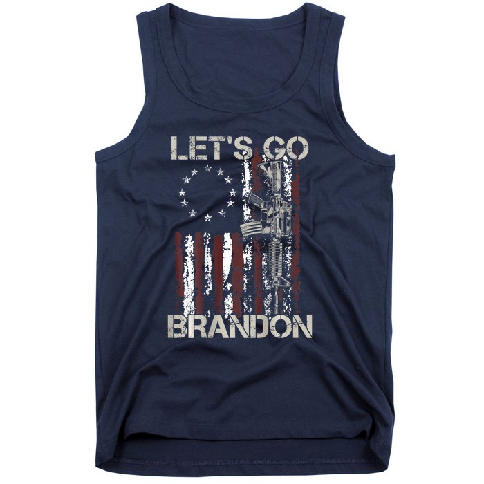 Gun American Flag Patriots Let's Go Brandon Tank Top