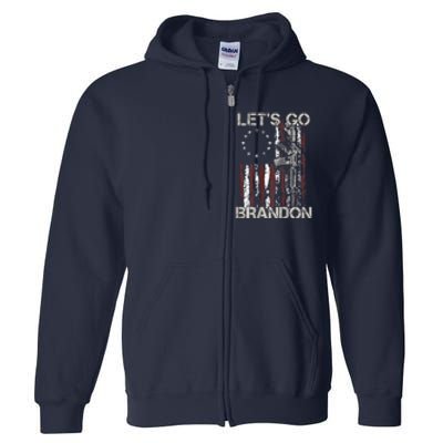 Gun American Flag Patriots Let's Go Brandon Full Zip Hoodie