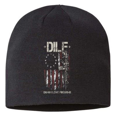 Gun American Flag DILF Damn I Love Firearms Sustainable Beanie