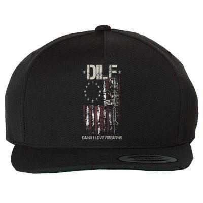 Gun American Flag DILF Damn I Love Firearms Wool Snapback Cap