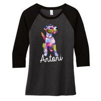 Geometric Animals Fox Terrier Women's Tri-Blend 3/4-Sleeve Raglan Shirt