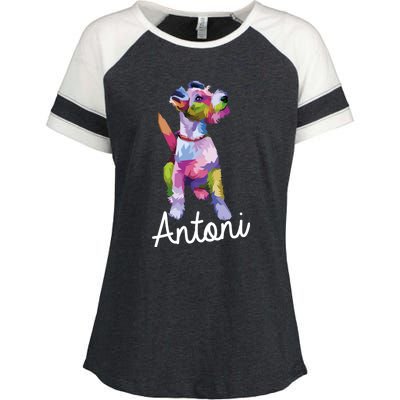 Geometric Animals Fox Terrier Enza Ladies Jersey Colorblock Tee