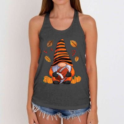 Gnome American Football Halloween Boy Autumn Gnomes Women's Knotted Racerback Tank