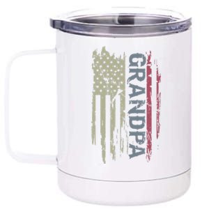 Grandpa American Flag Grandpa Flag 12 oz Stainless Steel Tumbler Cup