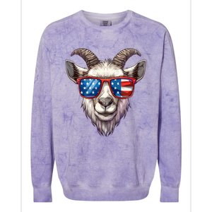 Goat American Flag Funny Goat Lovers Mom Dad 4th Of July Cool Gift Colorblast Crewneck Sweatshirt