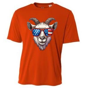 Goat American Flag Funny Goat Lovers Mom Dad 4th Of July Cool Gift Cooling Performance Crew T-Shirt