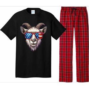 Goat American Flag Funny Goat Lovers Mom Dad 4th Of July Cool Gift Pajama Set