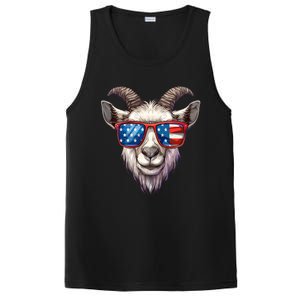 Goat American Flag Funny Goat Lovers Mom Dad 4th Of July Cool Gift PosiCharge Competitor Tank