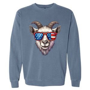 Goat American Flag Funny Goat Lovers Mom Dad 4th Of July Cool Gift Garment-Dyed Sweatshirt