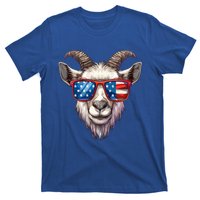 Goat American Flag Funny Goat Lovers Mom Dad 4th Of July Cool Gift T-Shirt