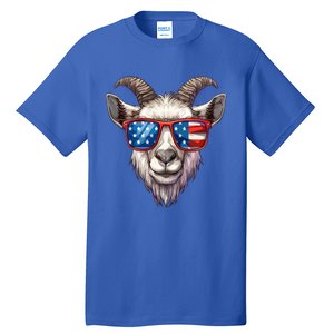 Goat American Flag Funny Goat Lovers Mom Dad 4th Of July Cool Gift Tall T-Shirt