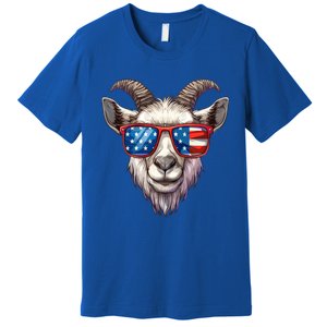 Goat American Flag Funny Goat Lovers Mom Dad 4th Of July Cool Gift Premium T-Shirt