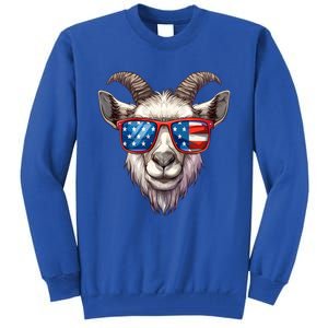 Goat American Flag Funny Goat Lovers Mom Dad 4th Of July Cool Gift Tall Sweatshirt