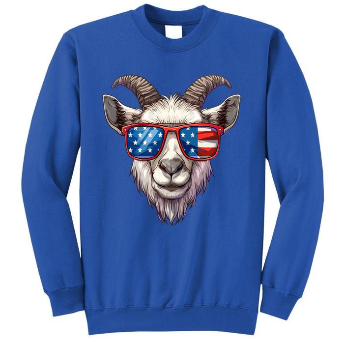 Goat American Flag Funny Goat Lovers Mom Dad 4th Of July Cool Gift Tall Sweatshirt