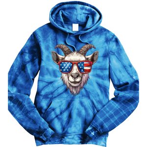 Goat American Flag Funny Goat Lovers Mom Dad 4th Of July Cool Gift Tie Dye Hoodie